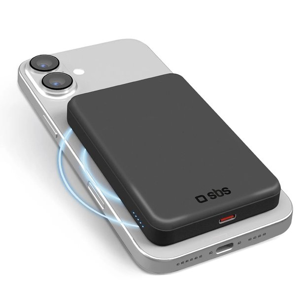 SBS Mag Power Qi2 5000 mAh Powerbank Compatible with MagSafe - Black 7