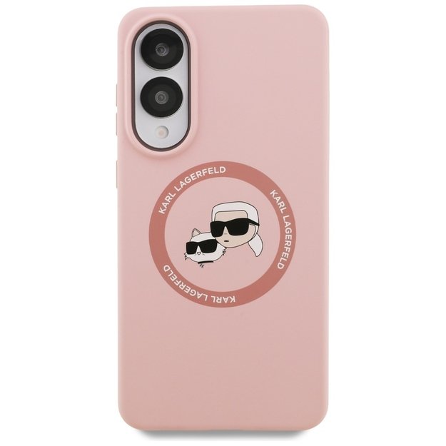 Karl Lagerfeld Silicone Nauble Heads And Circle MagSafe Case for Samsung Galaxy S25 Edge - Pink 2
