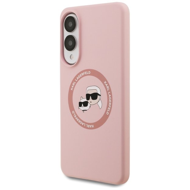 Karl Lagerfeld Silicone Nauble Heads And Circle MagSafe Case for Samsung Galaxy S25 Edge - Pink 1