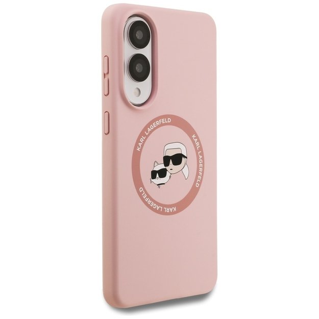 Karl Lagerfeld Silicone Nauble Heads And Circle MagSafe Case for Samsung Galaxy S25 Edge - Pink 3