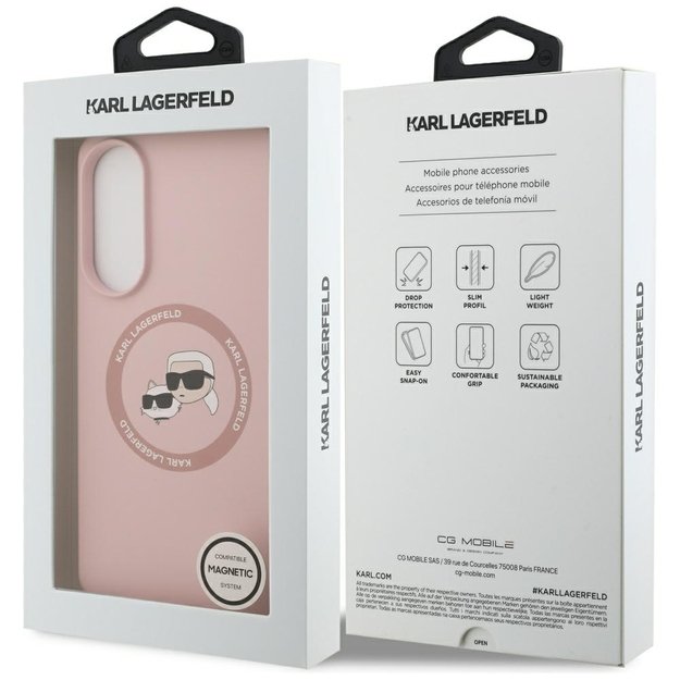 Karl Lagerfeld Silicone Nauble Heads And Circle MagSafe Case for Samsung Galaxy S25 Edge - Pink 7
