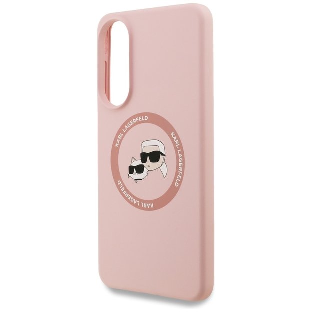 Karl Lagerfeld Silicone Nauble Heads And Circle MagSafe Case for Samsung Galaxy S25 Edge - Pink 5