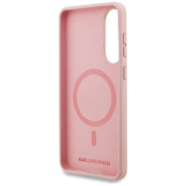 Karl Lagerfeld Silicone Nauble Heads And Circle MagSafe Case for Samsung Galaxy S25 Edge - Pink 6