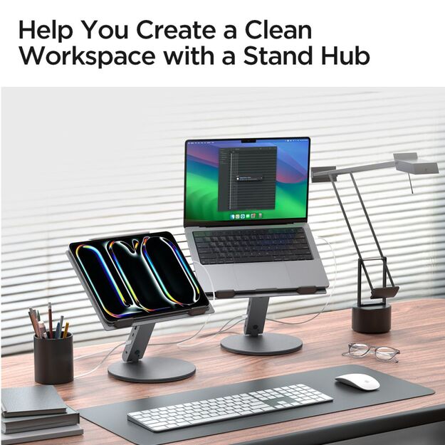 Spigen LD204H Stand + Hub 6-in-1 - Gray 4