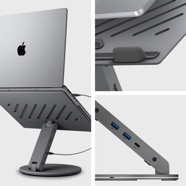 Spigen LD204H Stand + Hub 6-in-1 - Gray 2