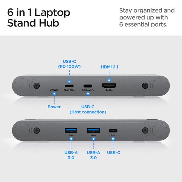 Spigen LD204H Stand + Hub 6-in-1 - Gray 3