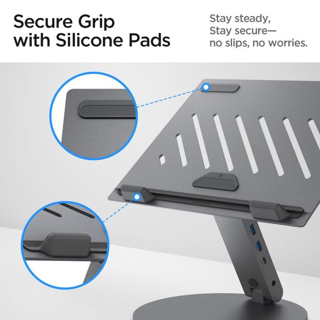 Spigen LD204H Stand + Hub 6-in-1 - Gray 6