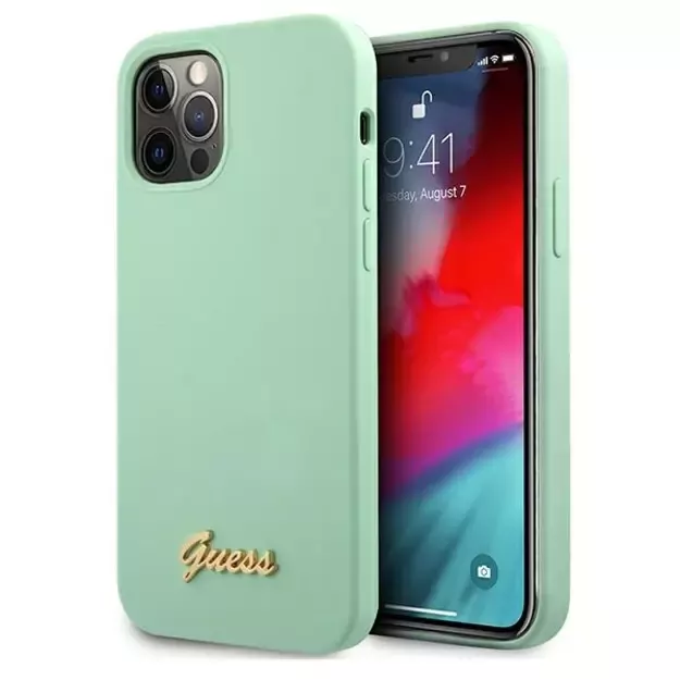 Guess GUHCP12MLSLMGGN iPhone 12/12 Pro 6.1&quot  green/green hardcase Metal Logo Script