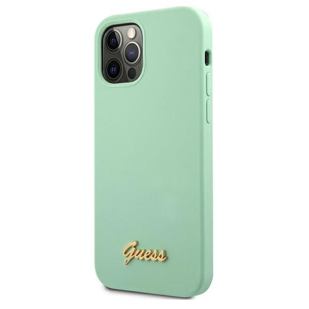 Guess GUHCP12MLSLMGGN iPhone 12/12 Pro 6.1&quot  green/green hardcase Metal Logo Script 1
