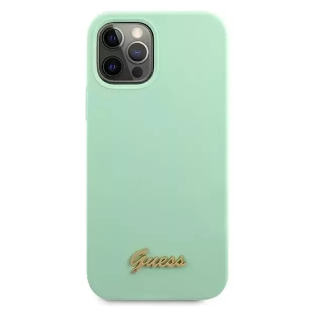 Guess GUHCP12MLSLMGGN iPhone 12/12 Pro 6.1&quot  green/green hardcase Metal Logo Script 9