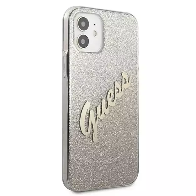 Guess GUHCP12SPCUGLSGO iPhone 12 mini 5.4&quot  gold/gold hardcase Glitter Gradient Script 3