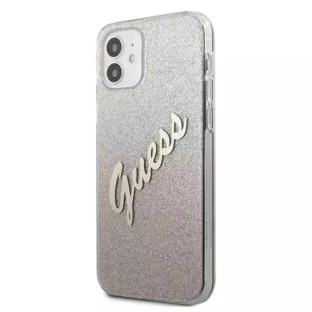 Guess GUHCP12SPCUGLSGO iPhone 12 mini 5.4&quot  gold/gold hardcase Glitter Gradient Script 1