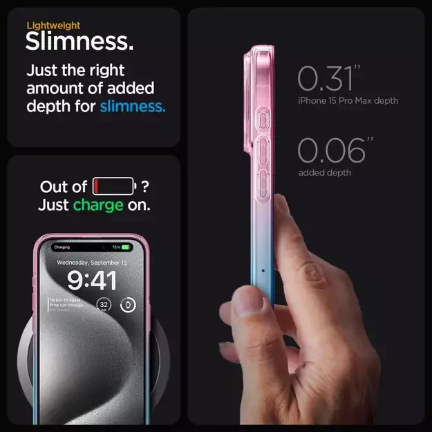 Spigen Liquid Crystal iPhone 15 Pro Case - Pink/Blue 28