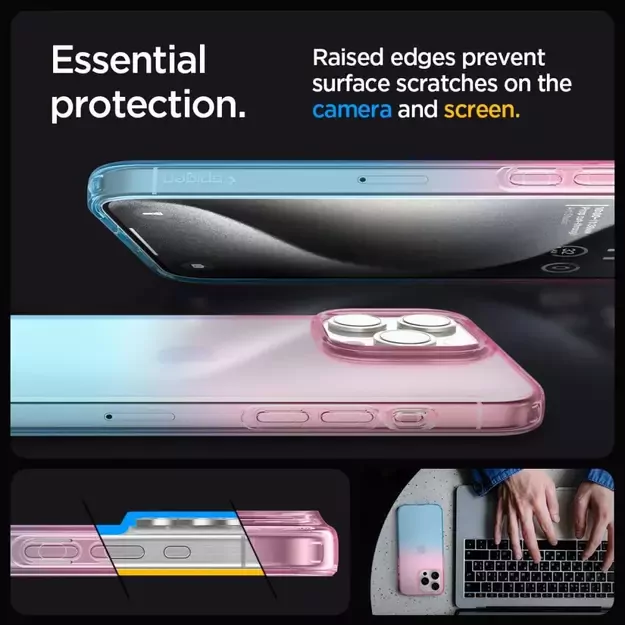 Spigen Liquid Crystal iPhone 15 Pro Case - Pink/Blue 18