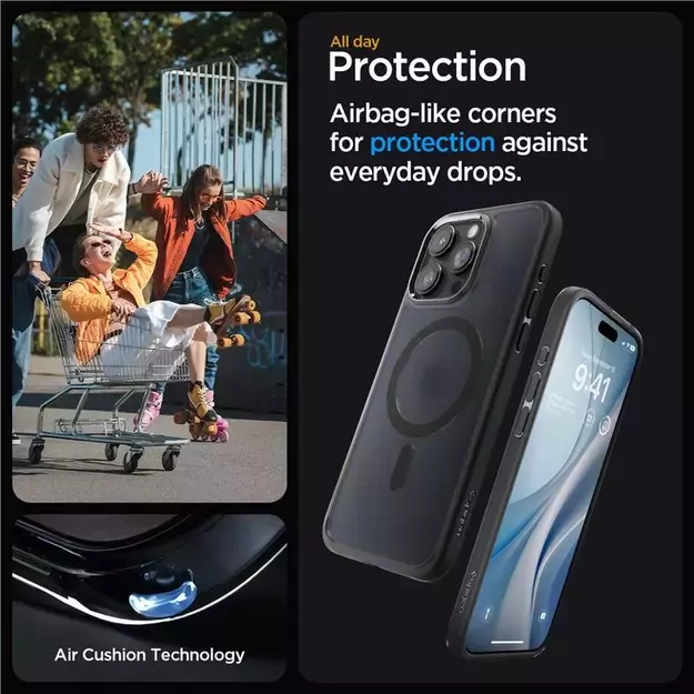 Spigen Ultra Hybrid Mag Case with MagSafe for iPhone 15 Pro Max - Clear Black 25