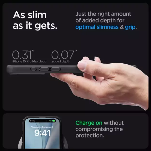 Spigen Ultra Hybrid Mag Case with MagSafe for iPhone 15 Pro Max - Clear Black 22