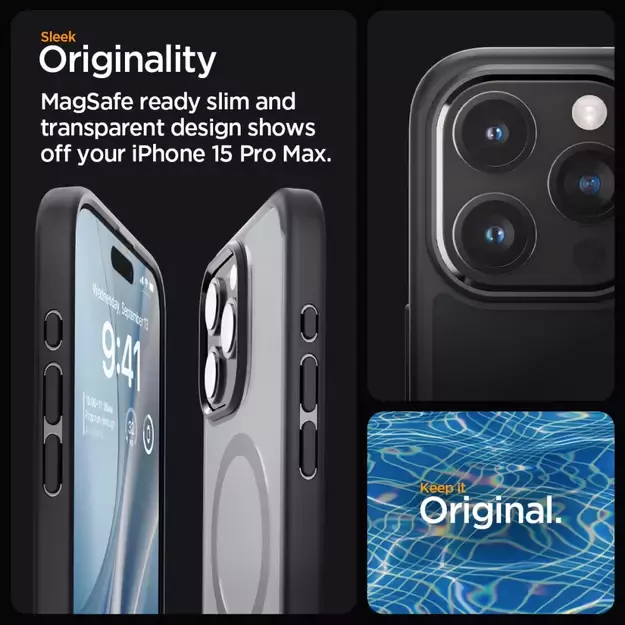 Spigen Ultra Hybrid Mag Case with MagSafe for iPhone 15 Pro Max - Clear Black 20