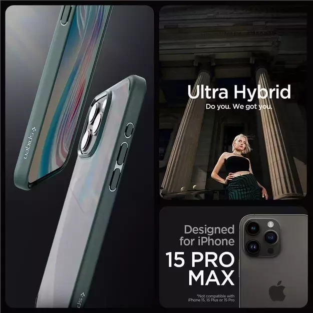 Spigen Ultra Hybrid iPhone 15 Pro Max Case - Dark Green 15