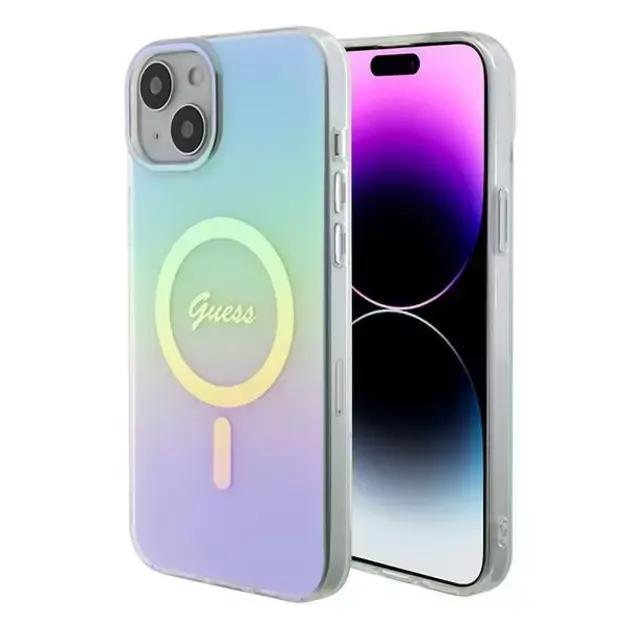 Guess GUHMP15MHITSQ iPhone 15 Plus 6.7&quot  turquoise/turquoise hardcase IML Iridescent MagSafe