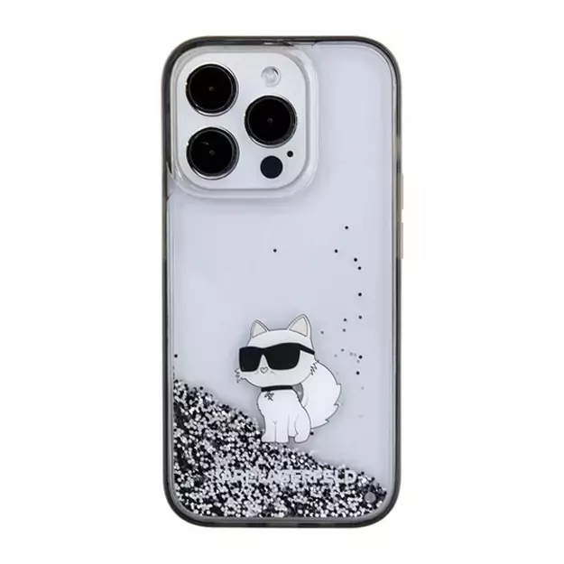 Karl Lagerfeld Liquid Glitter Choupette case for iPhone 15 Pro Max - transparent 8