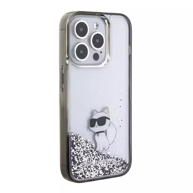 Karl Lagerfeld Liquid Glitter Choupette case for iPhone 15 Pro Max - transparent 9