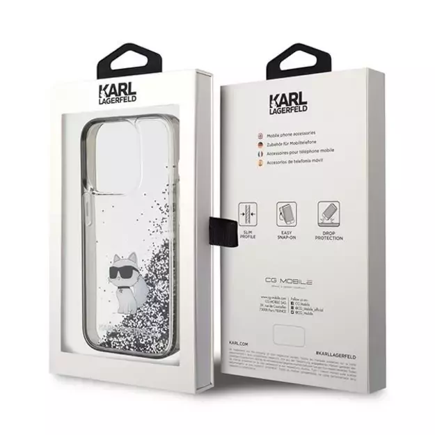 Karl Lagerfeld Liquid Glitter Choupette case for iPhone 15 Pro Max - transparent 13