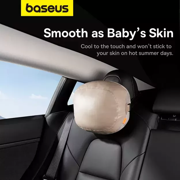 Baseus ComfortRide Series car headrest cushion with 2 materials - beige 14