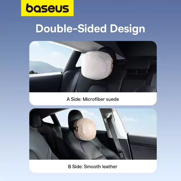 Baseus ComfortRide Series car headrest cushion with 2 materials - beige 11