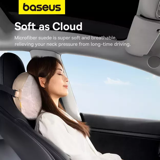 Baseus ComfortRide Series car headrest cushion with 2 materials - beige 13
