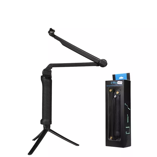 3 in 1 Monopod Tripod with Selfie Stick for GoPro - Black 7