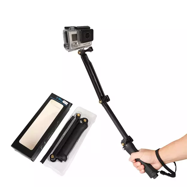 3 in 1 Monopod Tripod with Selfie Stick for GoPro - Black 2