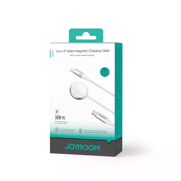 Joyroom 2 in 1 Lightning cable and inductive charger for Apple Watch 1.5m white (S-IW012) 4