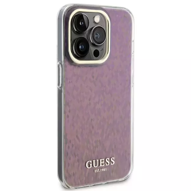 Guess GUHCP15LHDECMP iPhone 15 Pro 6.1&quot  pink/pink hardcase IML Faceted Mirror Disco Iridescent 10