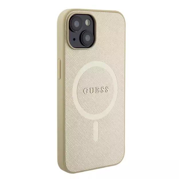Guess GUHMP15SPSAHMCB iPhone 15 6.1&quot  gold/gold hardcase Saffiano MagSafe 3