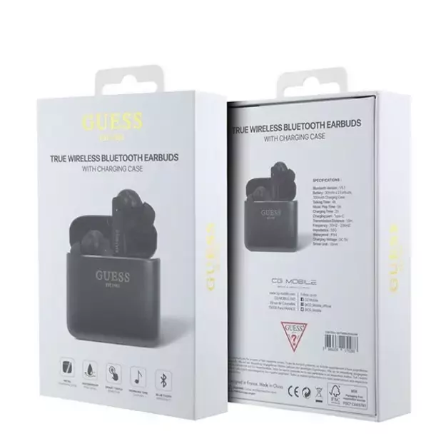 Guess Bluetooth headphones GUTWSSU20ALEGK TWS + docking station black/black Printed Logo 4