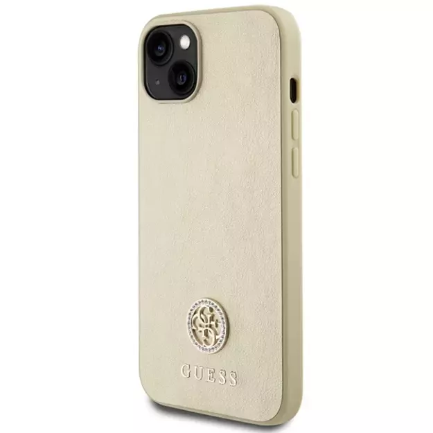 Guess Leather 4G Metal Logo Strass case for iPhone 15 - gold 1