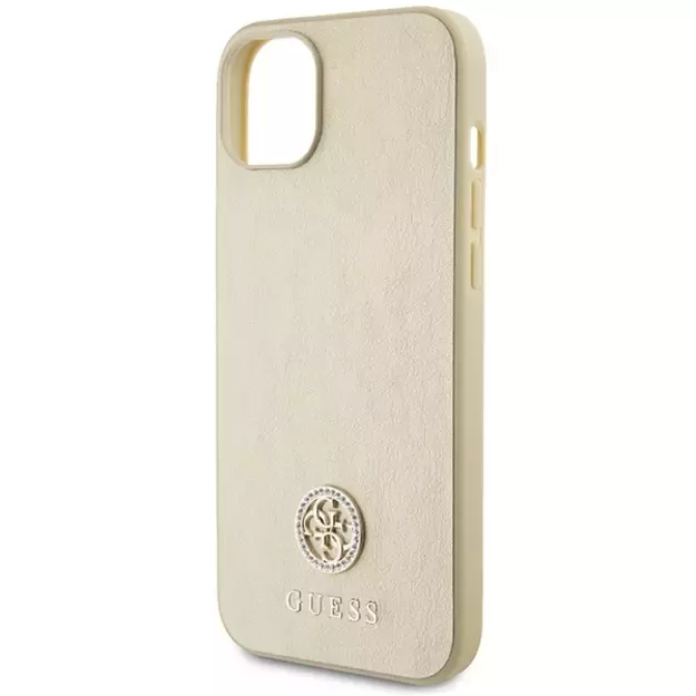 Guess Leather 4G Metal Logo Strass case for iPhone 15 - gold 5