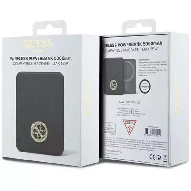 Guess MagSafe 4G Strassed Metal Logo induction power bank 15W 5000mAh - black 3