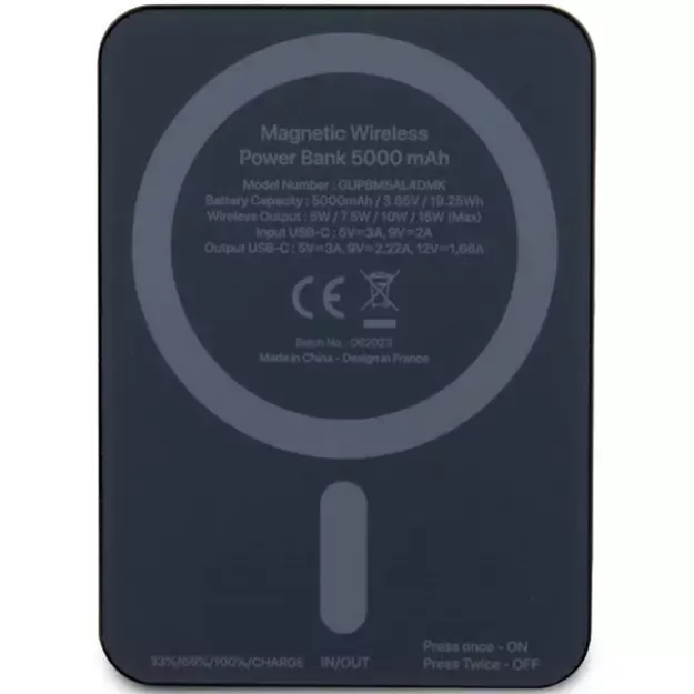 Guess MagSafe 4G Strassed Metal Logo induction power bank 15W 5000mAh - black 1