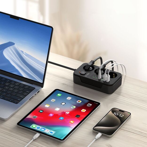 Tech-Protect PC3X6 Power Strip 3 Sockets 240V + 3xUSB-A + 3xUSB-C 200cm - Black 5