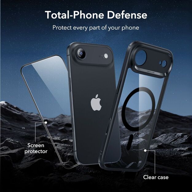 ESR Classic Hybrid MagSafe + Tempered Glass Set for iPhone 17 Air - Clear Black 4