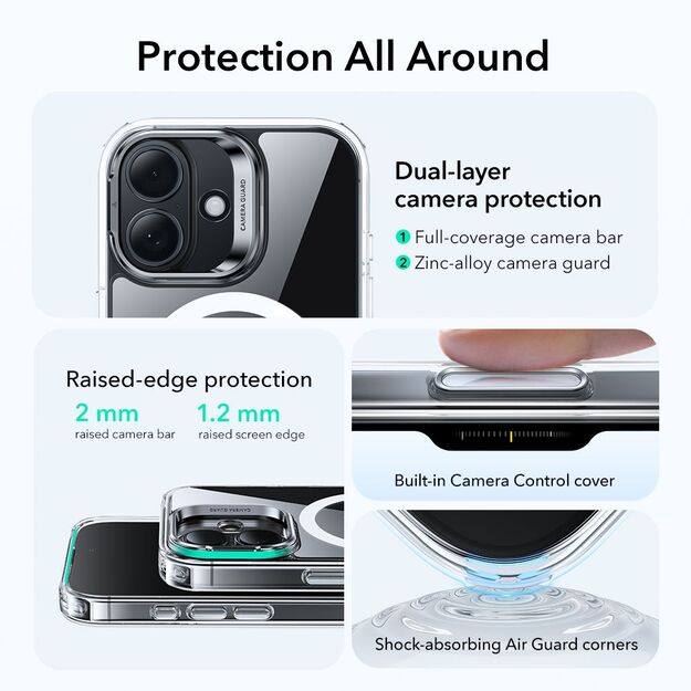 ESR Classic Hybrid Kickstand MagSafe Case for iPhone 17 - Clear 1