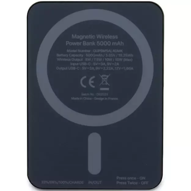 Guess MagSafe Metal Script Logo induction power bank 15W 5000mAh - black 2