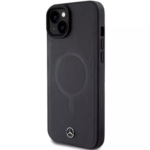 Mercedes Smooth Leather MagSafe case for iPhone 15 Plus - black 1