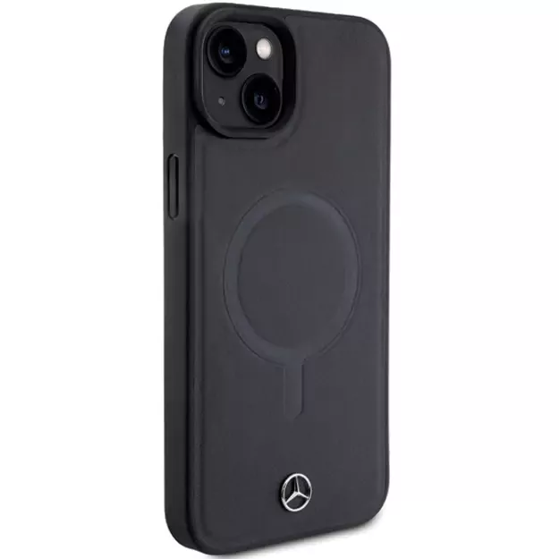 Mercedes Smooth Leather MagSafe case for iPhone 15 Plus - black 3