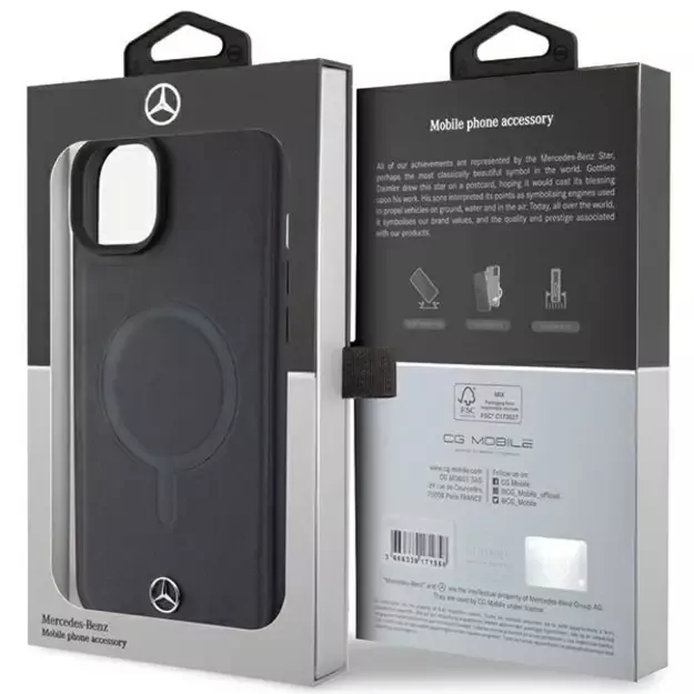Mercedes Smooth Leather MagSafe case for iPhone 15 Plus - black 7