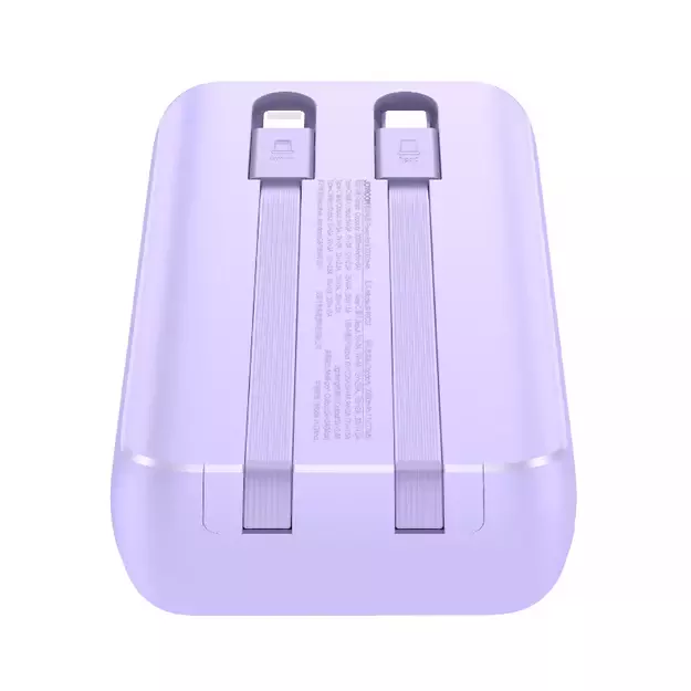 Joyroom JR-PBC07 20000mAh 30W mini power bank with USB-C and Lightning cables - purple 5