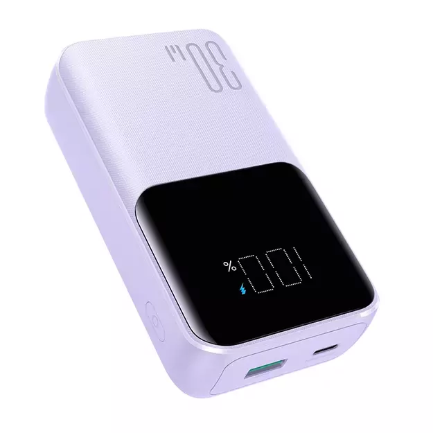Joyroom JR-PBC07 20000mAh 30W mini power bank with USB-C and Lightning cables - purple 1