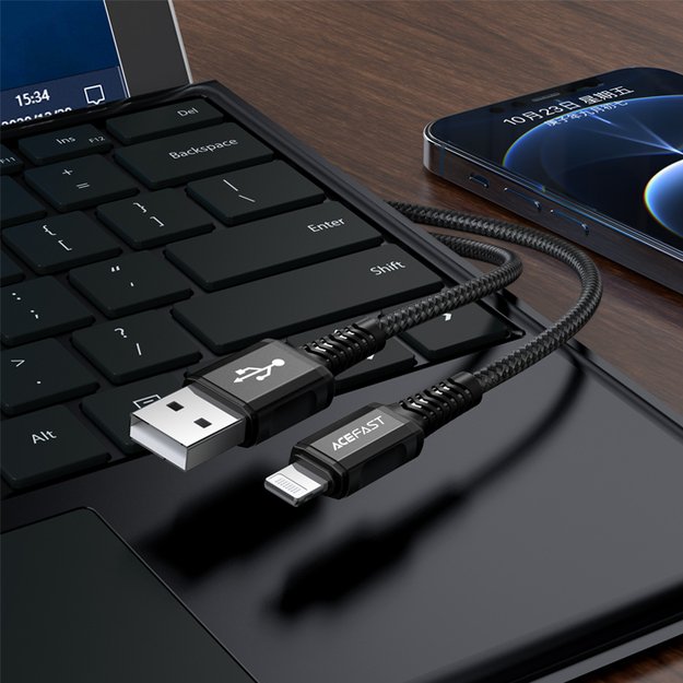 Acefast cable MFI USB - Lightning 1.2m, 2.4A black (C1-02 black) 17