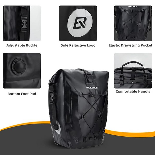 Rockbros 30140022001 waterproof bicycle bag for trunk - black 6